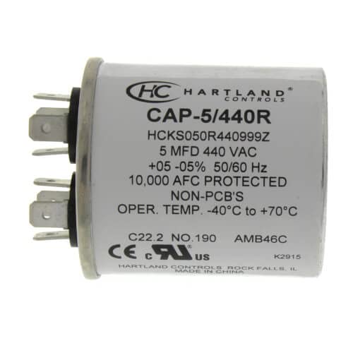 Load image into Gallery viewer, 5 MFD Capacitor 370 or 440 VAC 5uf Round Run Capacitor
