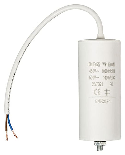 Washing Machine Motor Capacitor Dimensions: 50 x 119 mm Wired 250mm Cable