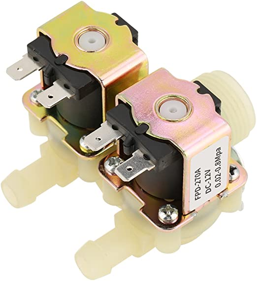 DN20 G3/4 DC 12V Dual Head Water Inlet Solenoid Valve for Washing Machine Normally Closed