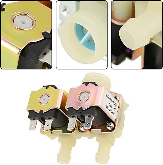 Load image into Gallery viewer, DN20 G3/4 DC 12V Dual Head Water Inlet Solenoid Valve for Washing Machine Normally Closed
