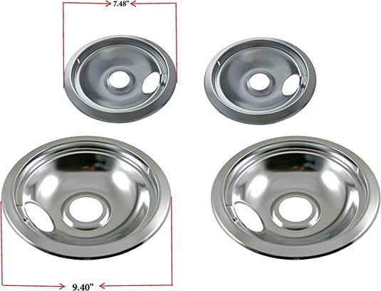 Electric Stove Kitchen Basics Replacement Chrome Drip Pans for Frigidaire