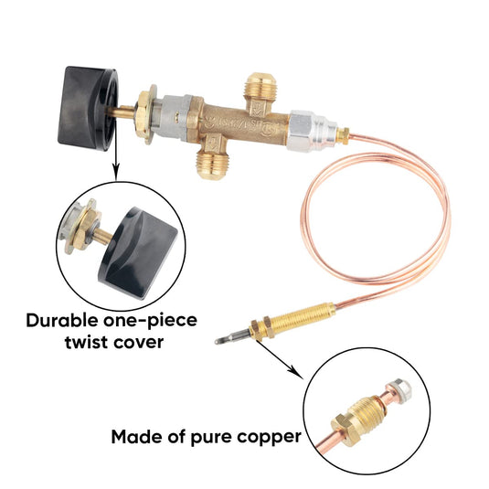 Low Pressure LPG Propane Gas Fireplace Fire Pit Flame Failure Safety Control Valve Kit with Thermocouple & Knob Switch