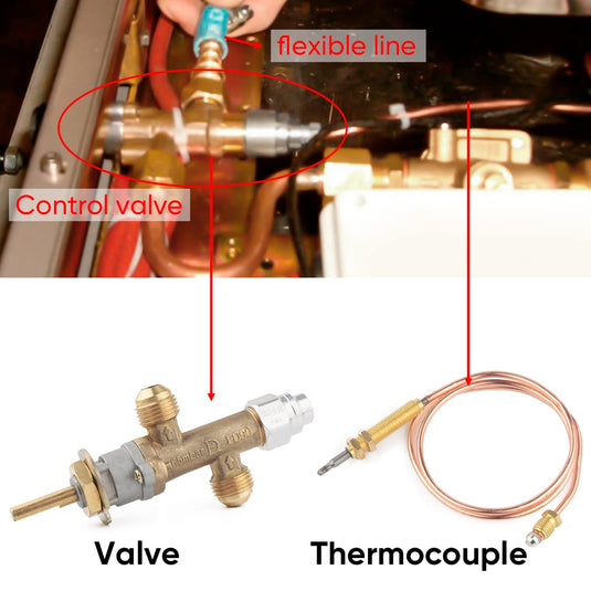 Low Pressure LPG Propane Gas Fireplace Fire Pit Flame Failure Safety Control Valve Kit with Thermocouple & Knob Switch