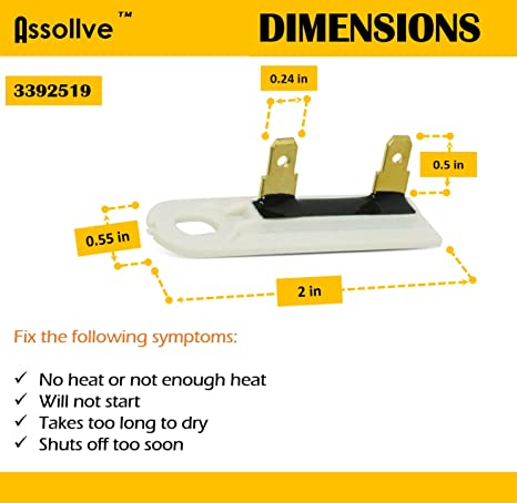 Toolsco Reliable 3977393 Thermal Fuse 3977767 Dryer Thermostat 3387134 Dryer Cycling Thermostat 3392519 Dryer