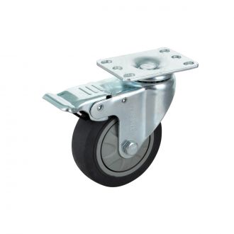 Load image into Gallery viewer, W-4PSB 4″ swivel plate-mount caster with brake
