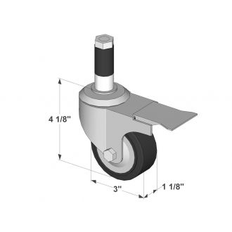 Anti-static swivel stem-mount caster with brake EW-3ESB 3