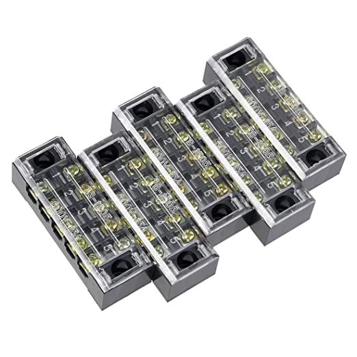 Uxcell 5 Pcs Dual Rows 5 Positions 600V 15A Wire Barrier Block Terminal Strip TB-1505L