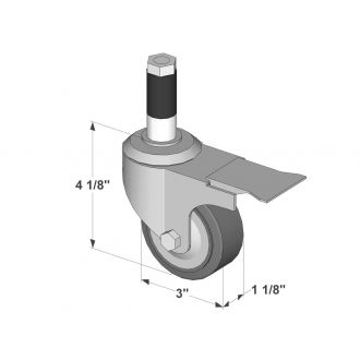 Swivel Stem Mount Caster with brake W-3ESB 3