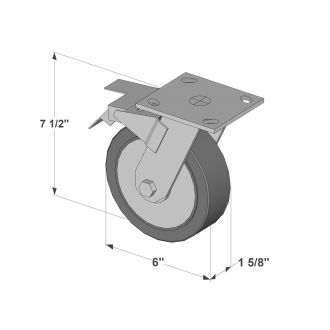 Swivel Plate-Mount Caster with Brake W-6PSB 6